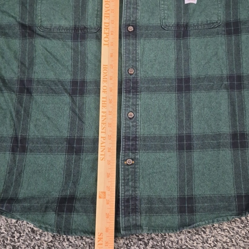 Carhartt Men's Large Loose Fit Flannel Shirt Green Plaid Workwear Heavy Cotton - Picture 6 of 8